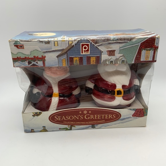 Publix Season's Greeters Ceramic Santa Christmas Salt & Pepper Shakers - Picture 4 of 11